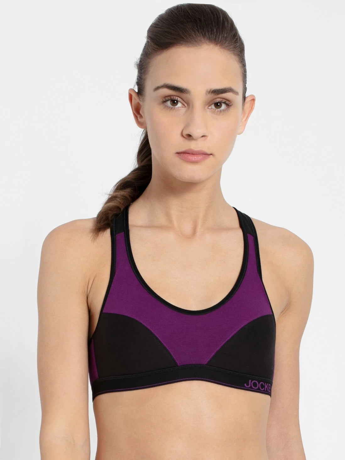 Jockey gloxinia black racer back padded active bra 1378