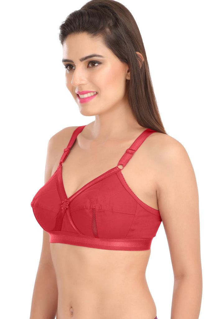 Sona Women's Everyday Perfecto Full Coverage Non Padded Non-Wired Cotton  Comfortable Stylish Everyday Bra (Red_30D) Pack of 1 at  Women's  Clothing store