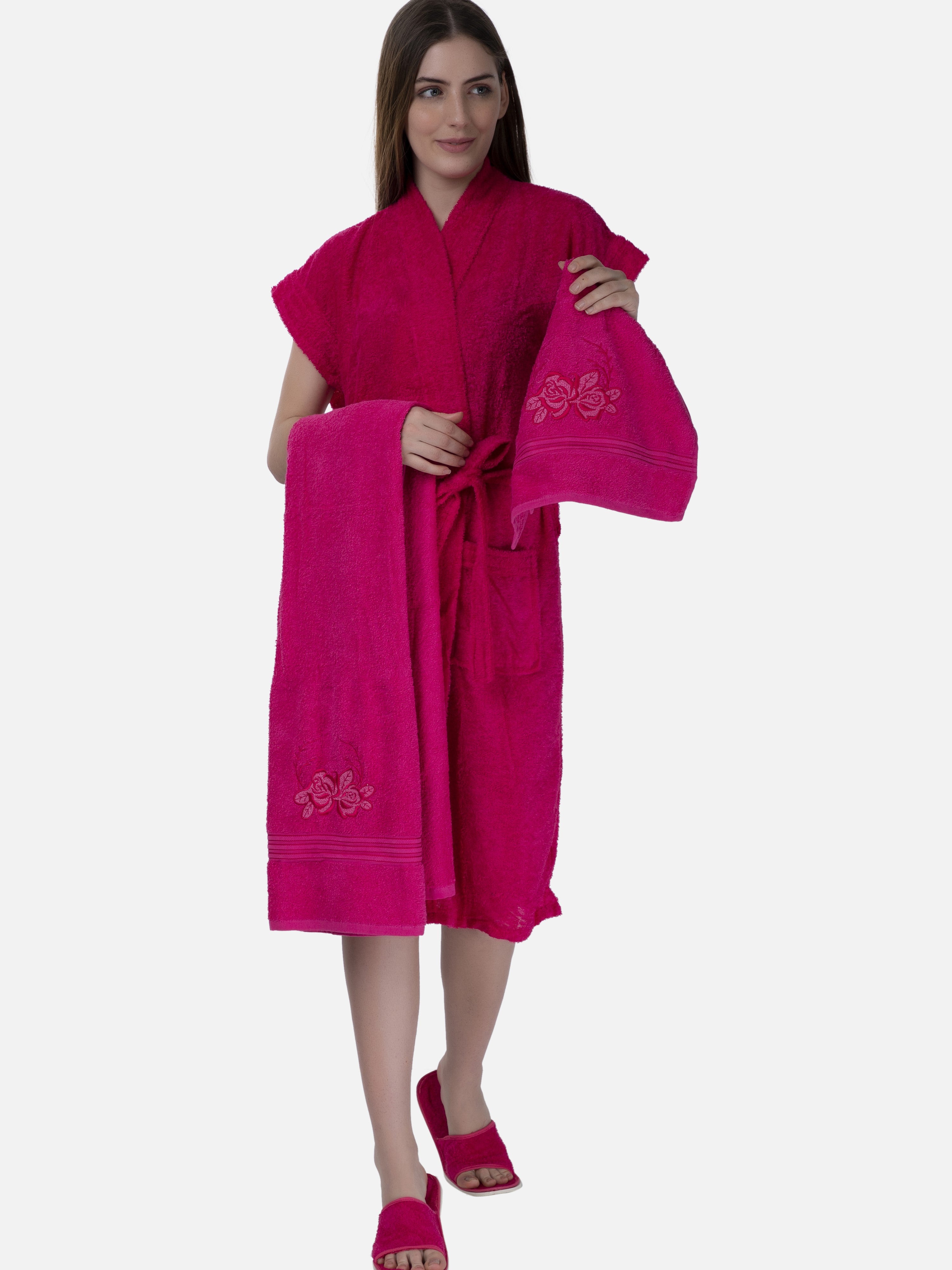 Pink Bathrobe Set