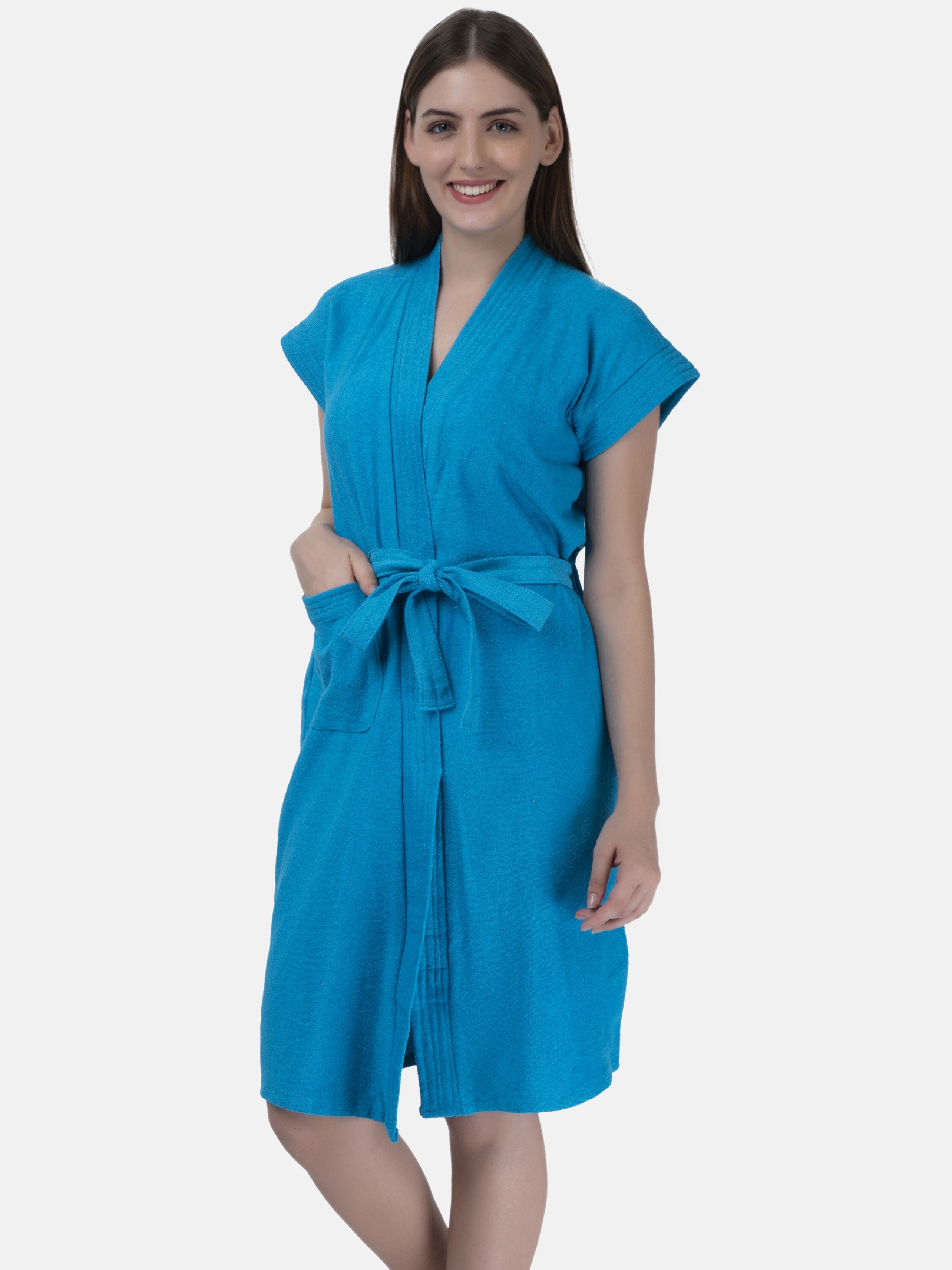 blue bathrobe