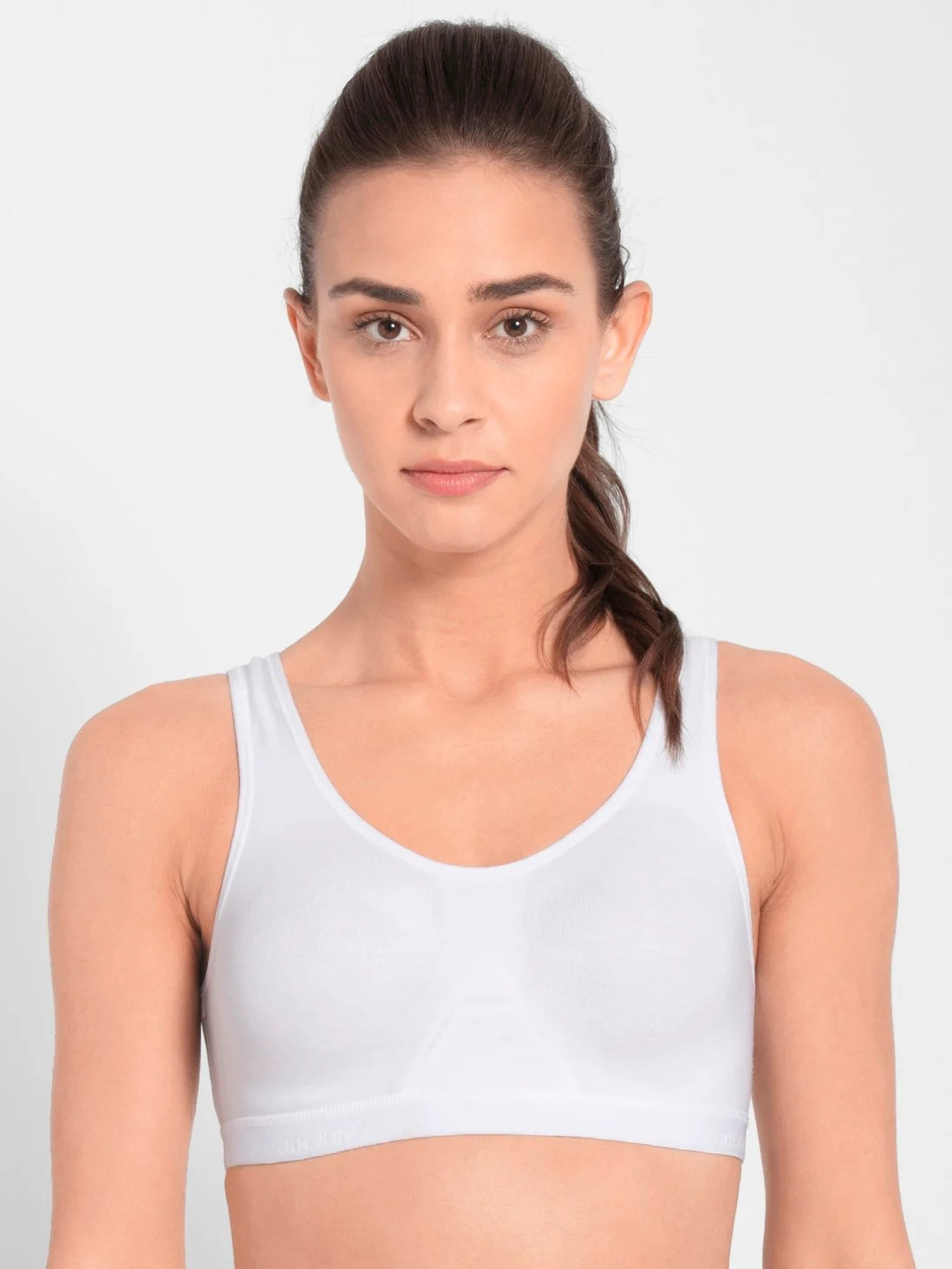 jockey white slip on active bra 1376