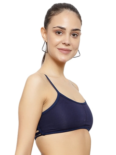 navy padded crop top