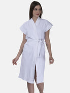 white towelling bathrobe